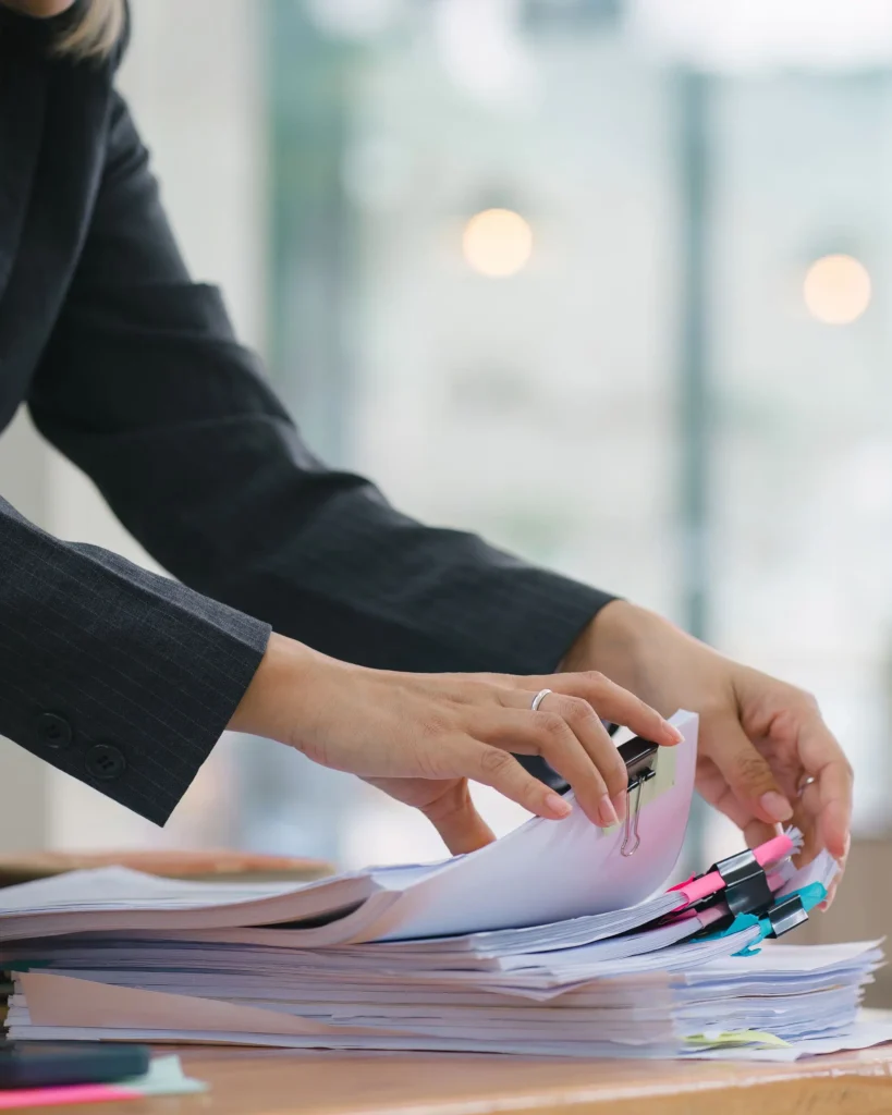 Lawyer going through papers