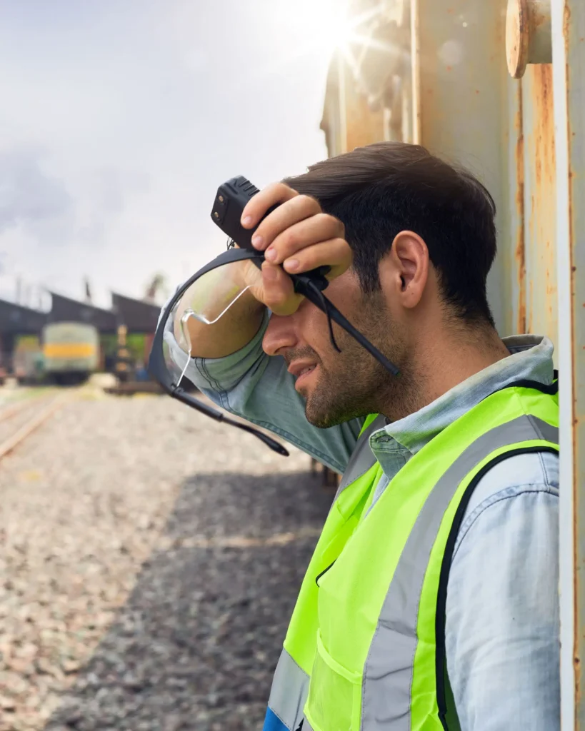 Railway engineers work