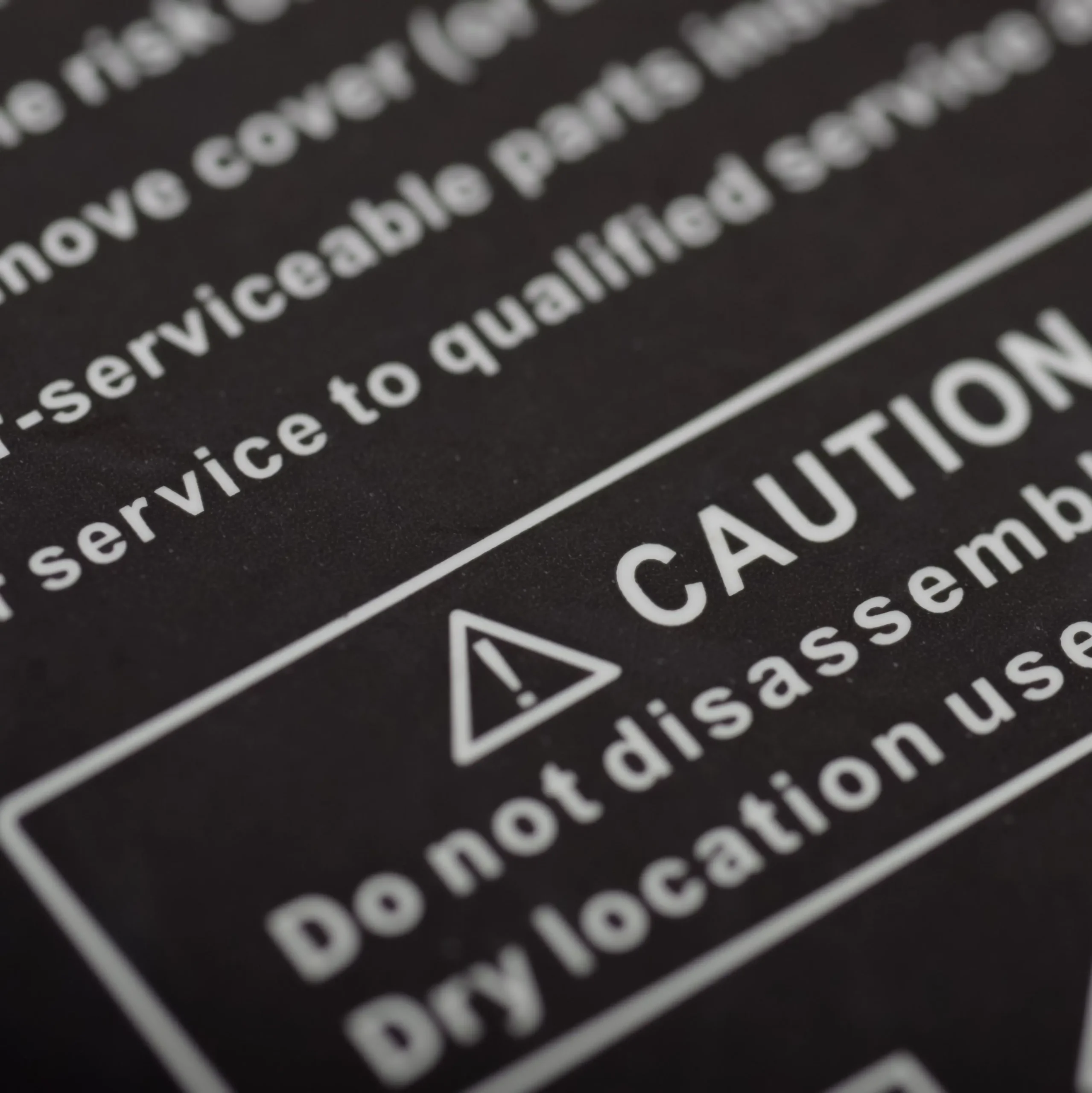 Close-Up of a Caution Label