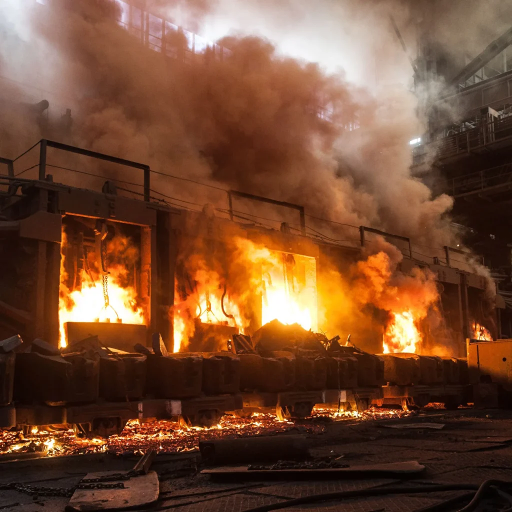 Steel mill fire