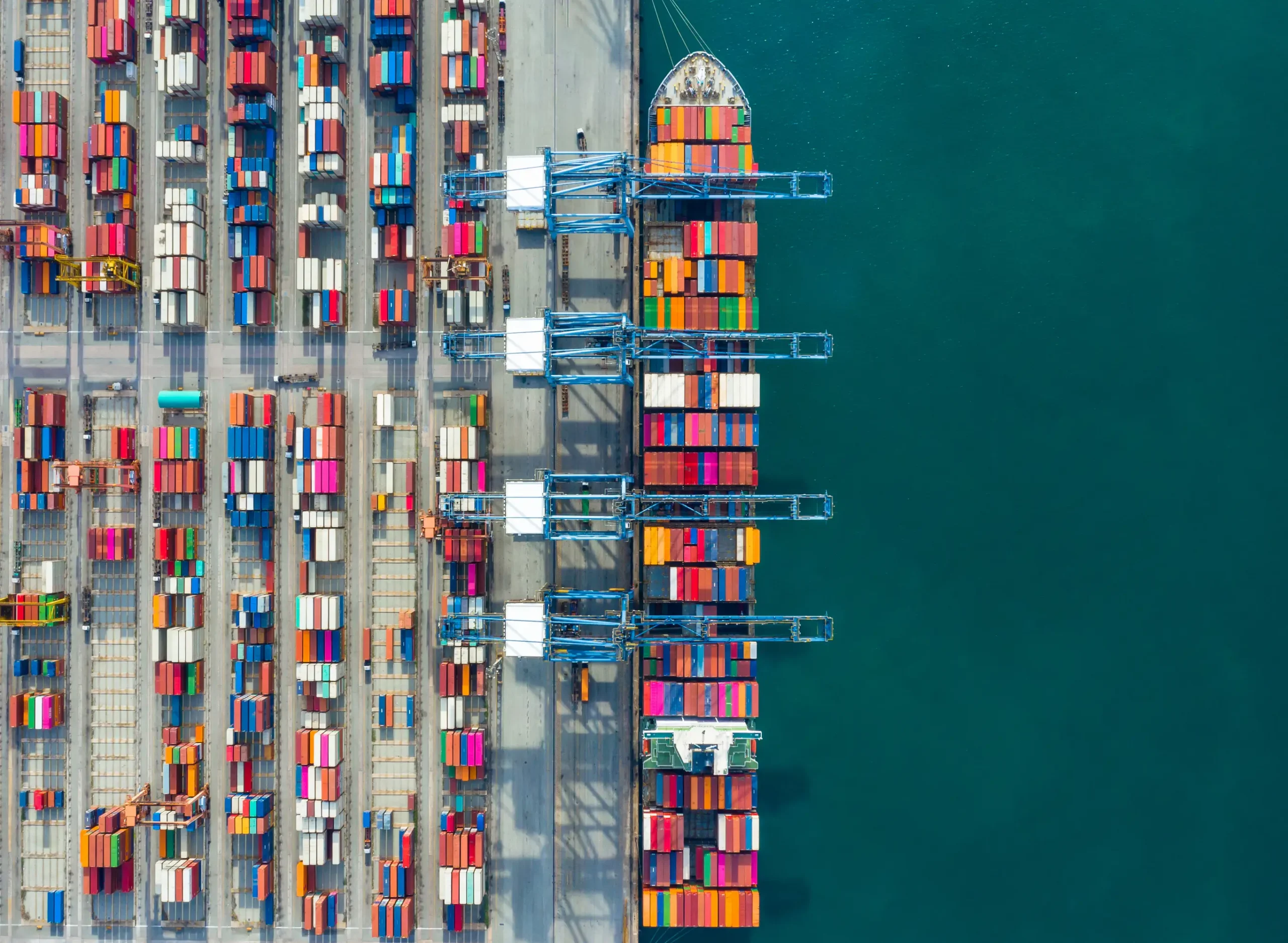 Aerial view container ship