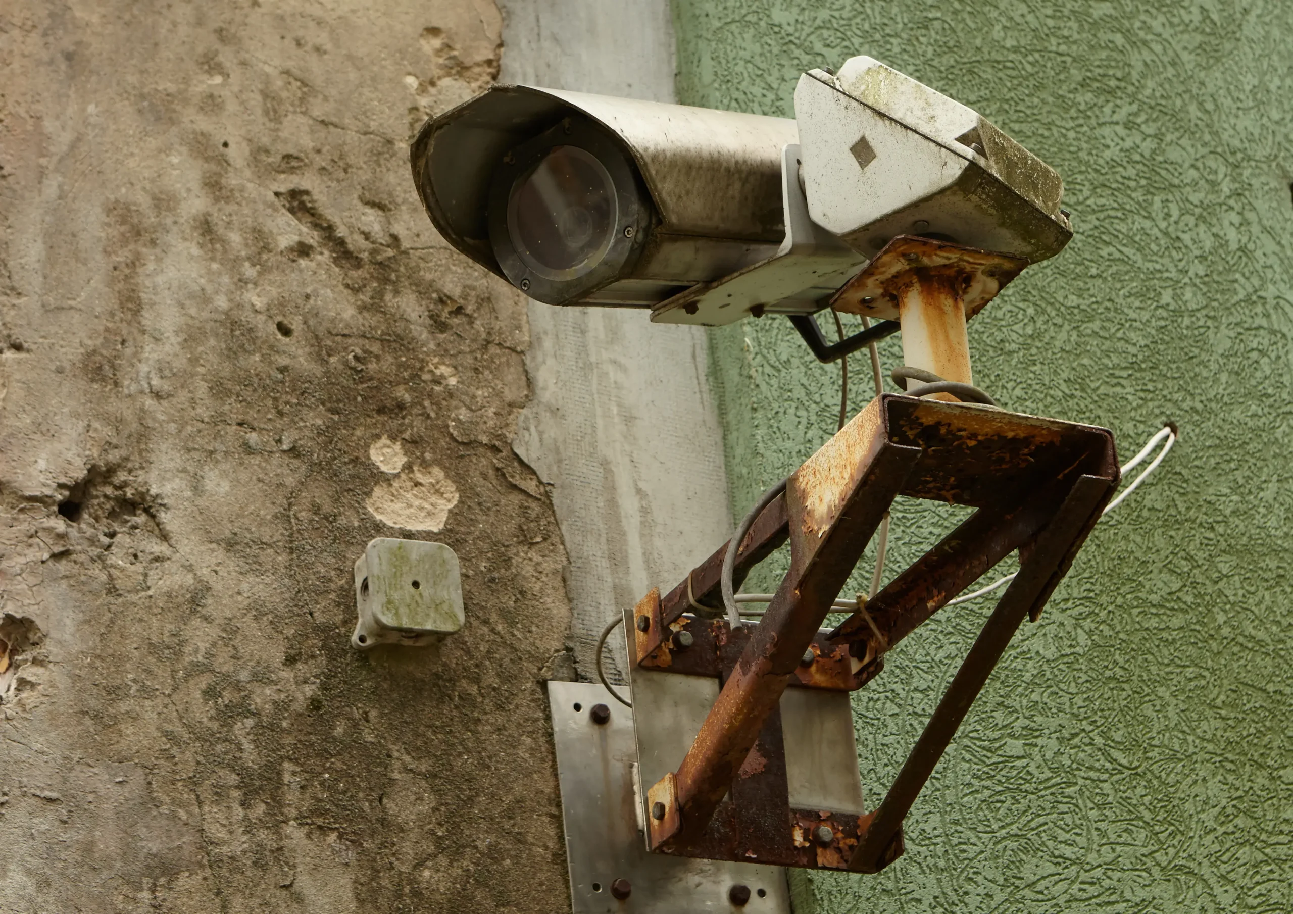 Old security camera. stock photo