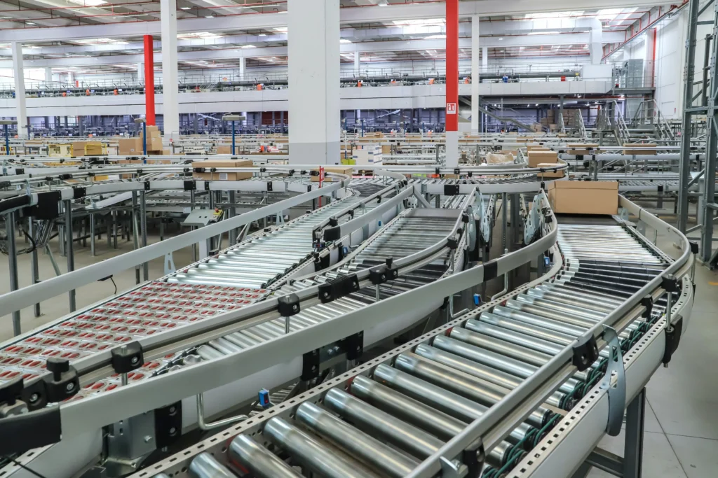 Conveyor belt in a modern production line