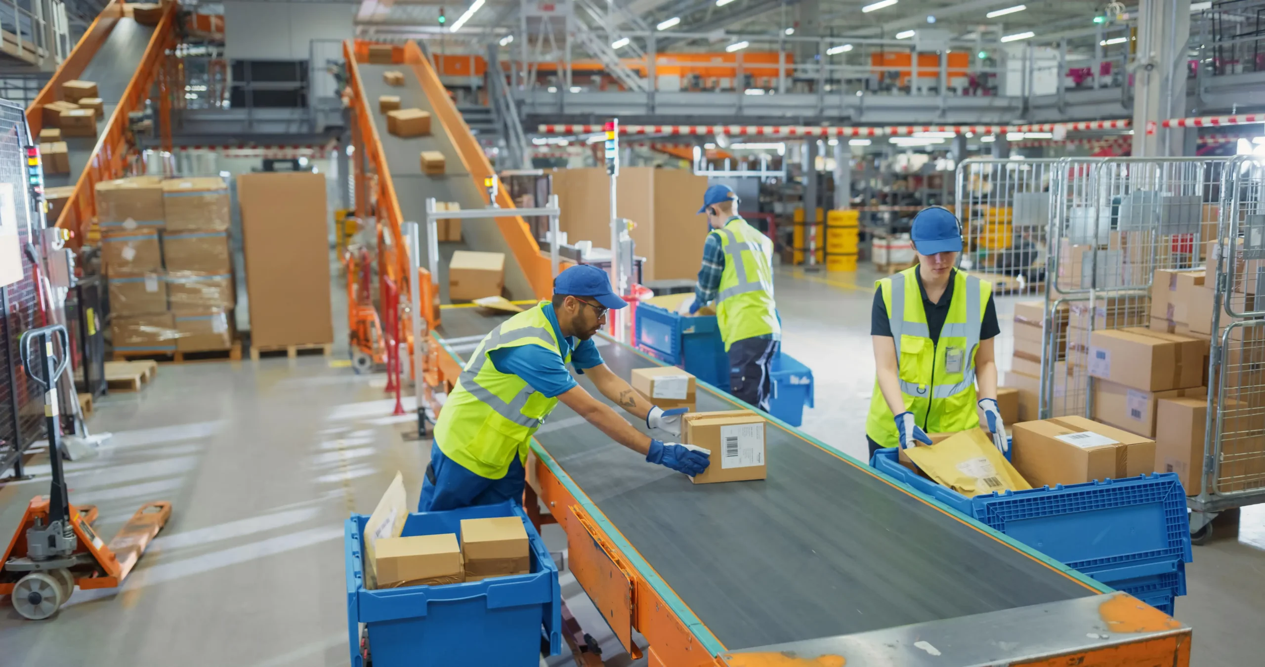 Conveyor in a Busy Warehouse