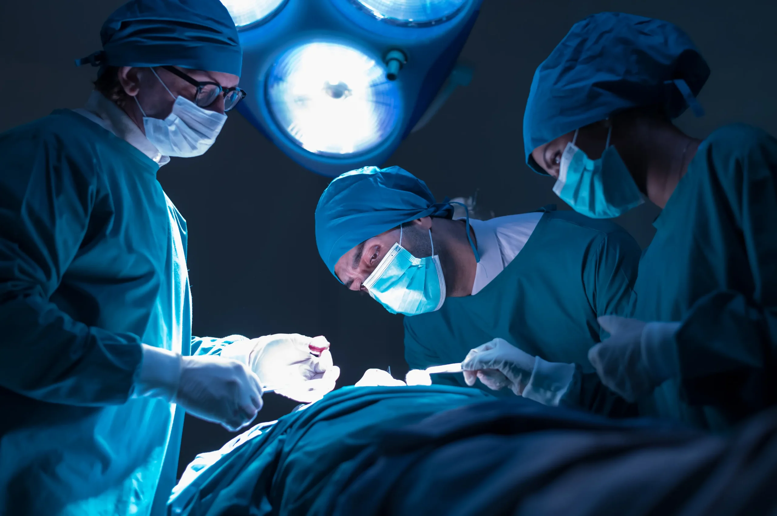 Group of concentrated surgical doctor team