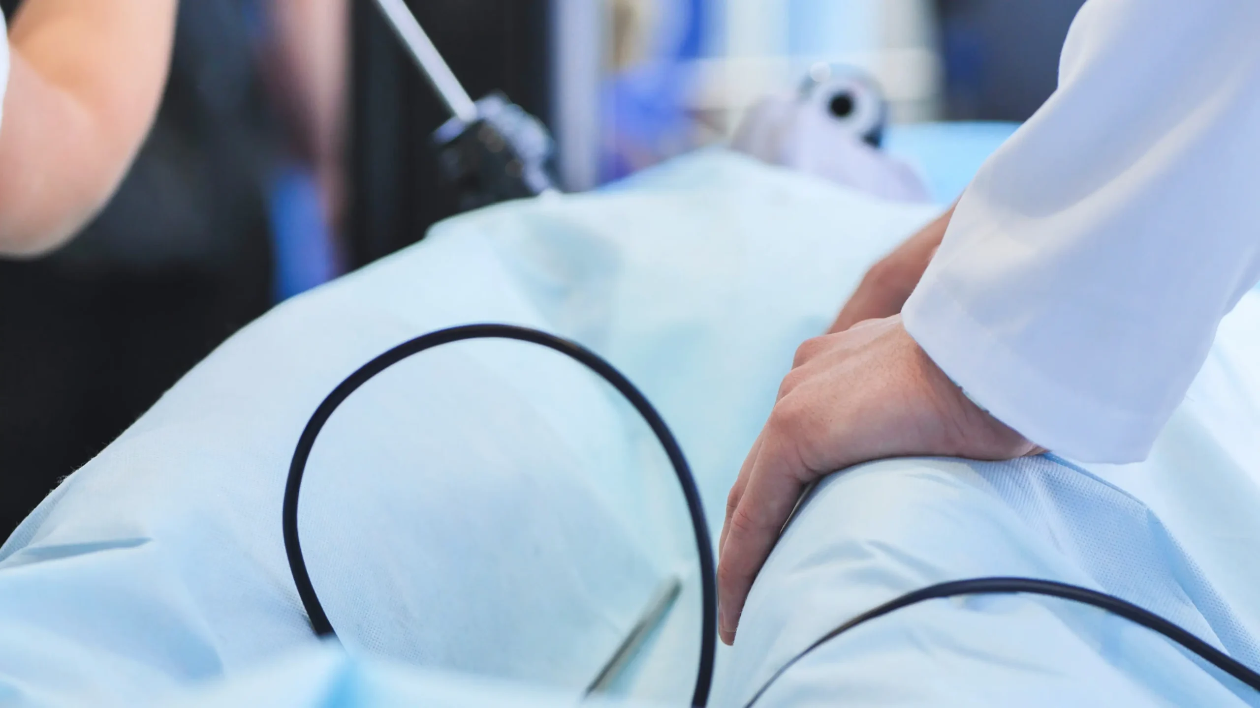 Surgeon performing modern endoscopic surgery