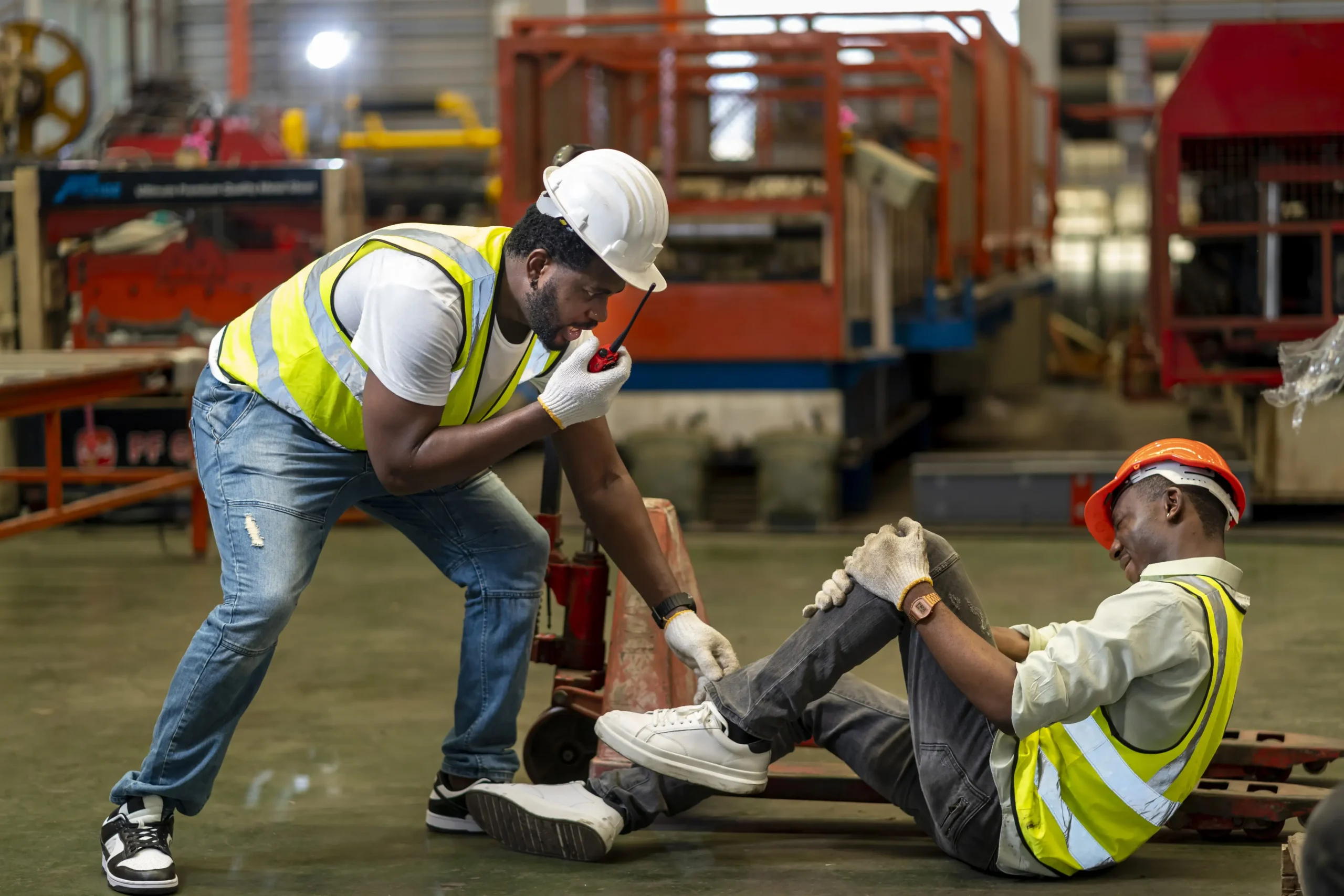 factory worker having accident