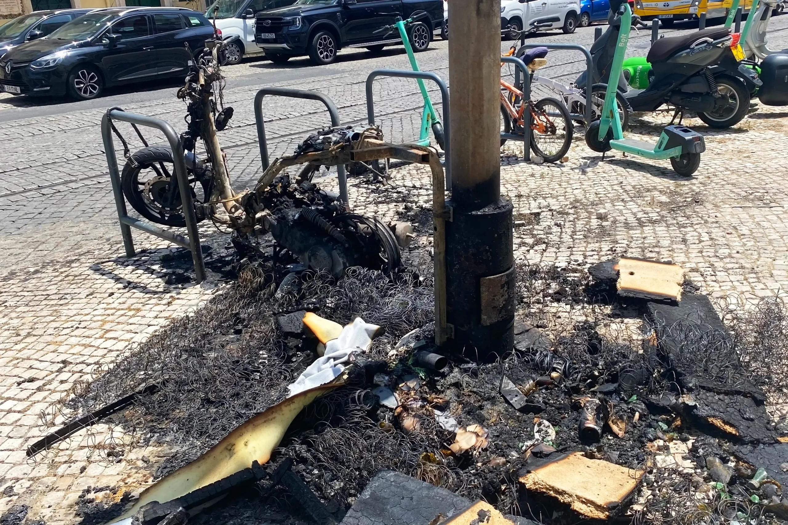 Burnt Electric Scooter Aftermath