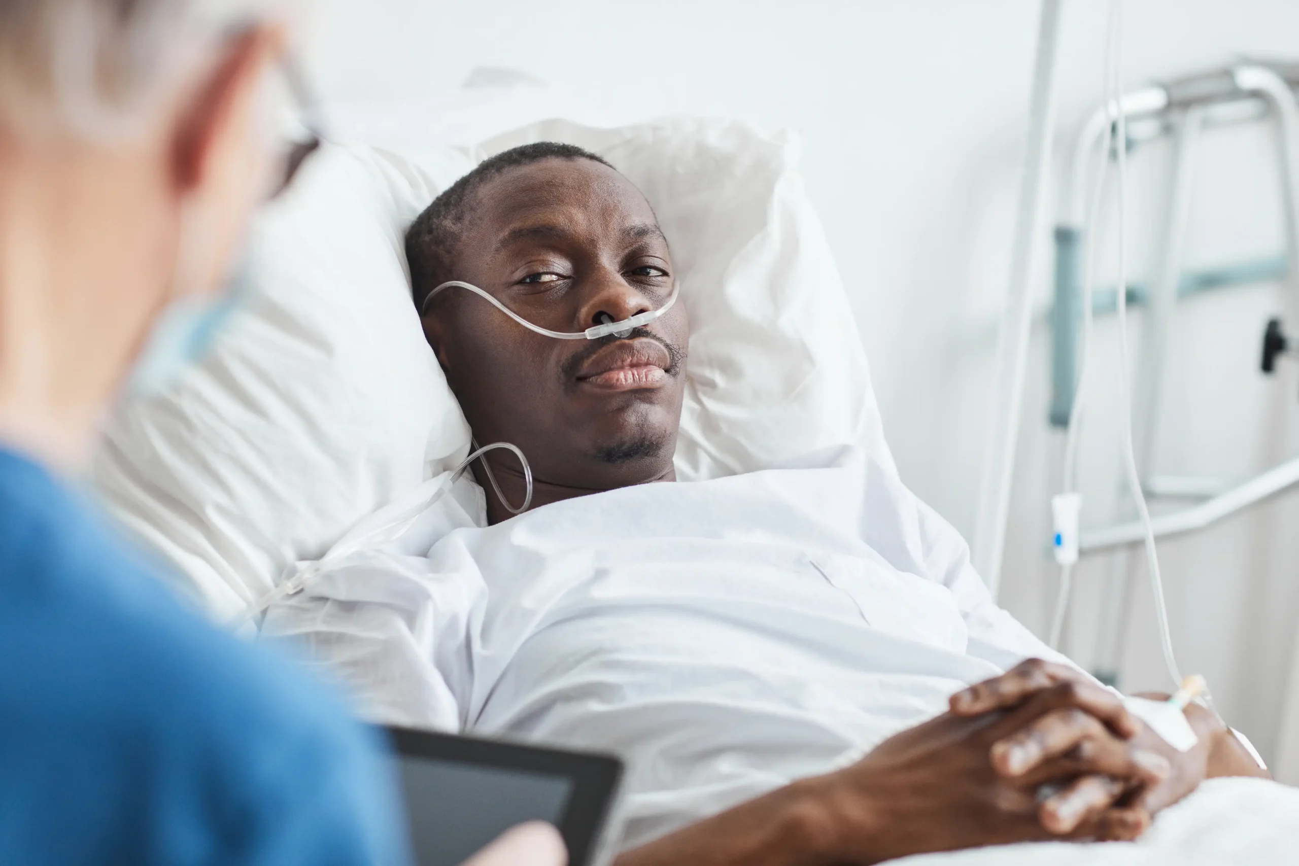Man with Oxygen Support