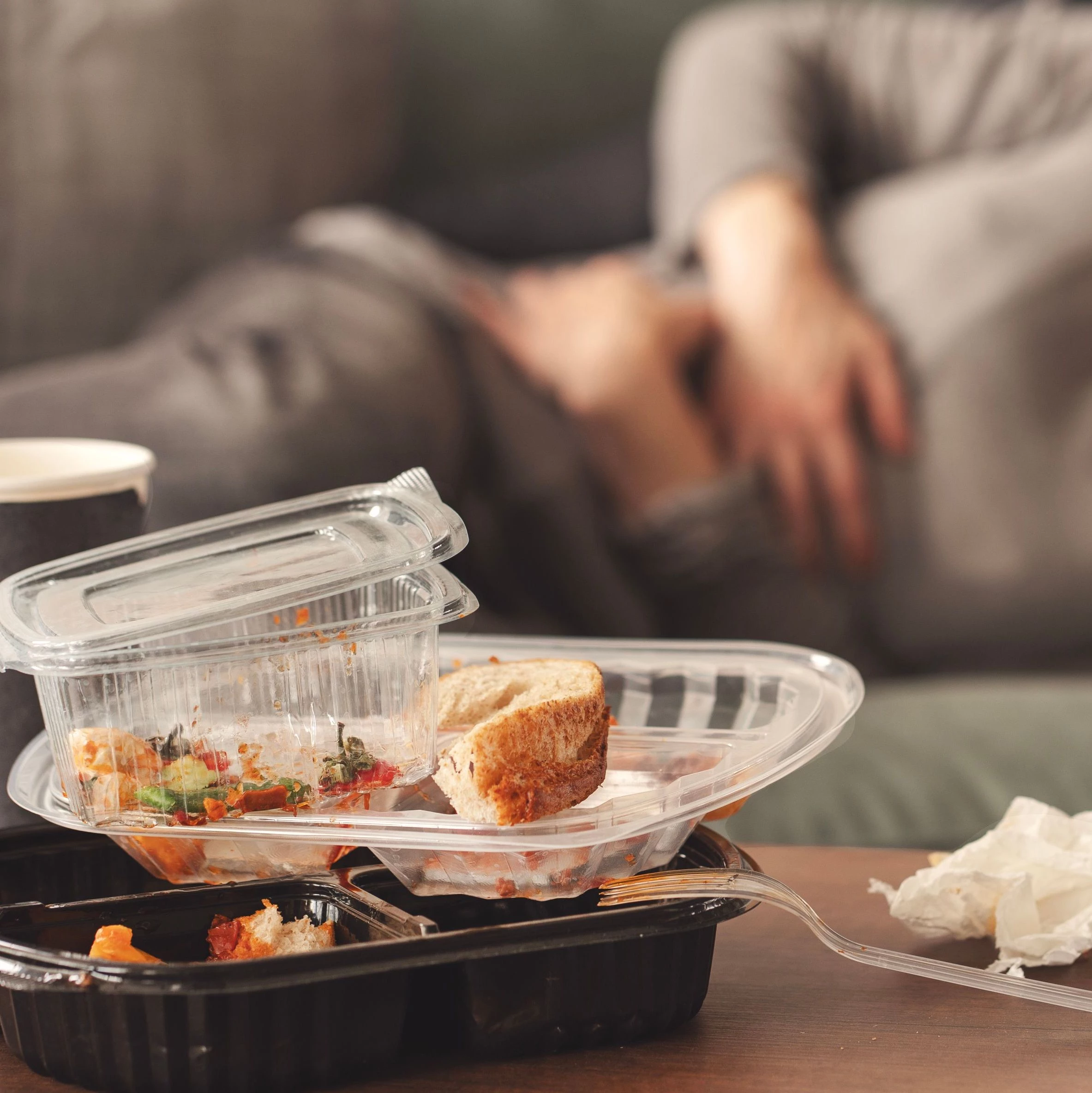 Person sick from food poisoning 