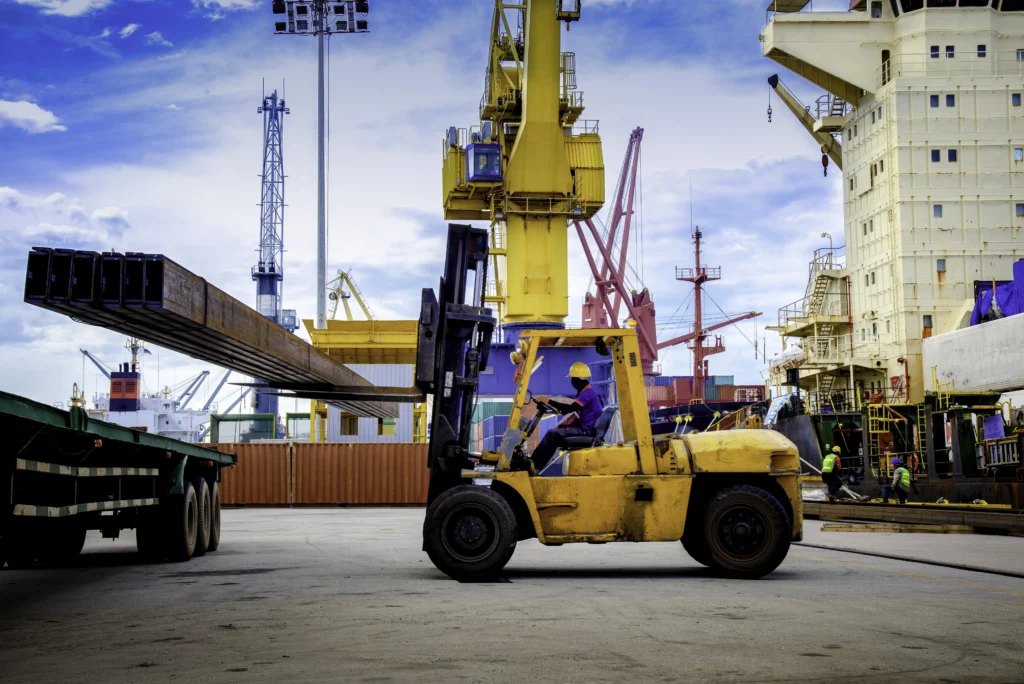 Forklift in yard