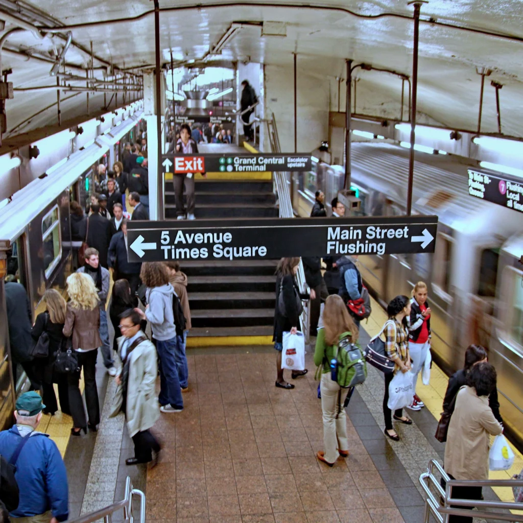 people boarding trains