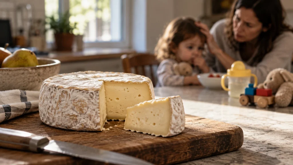 Pensive Family Kitchen with Creamy Cheese